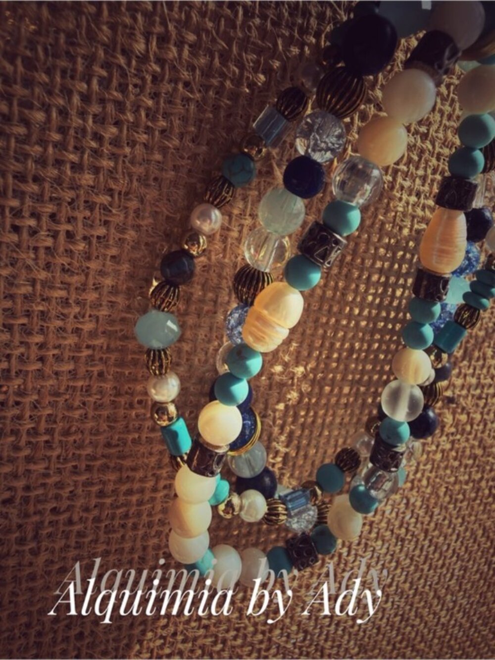 SET + Bohemian colorful gemstones charms bracelet + QUARTZ + TURQUOISE - Picture 6 of 6